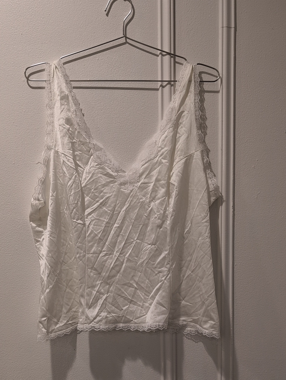 Vintage Fortune White Lace-Trim Camisole